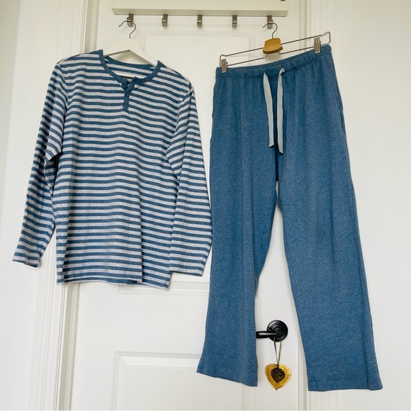 New David Archy Men's Cotton Strip Sleep ware Loungewear Top&Bottom SET - Picture 6 of 16